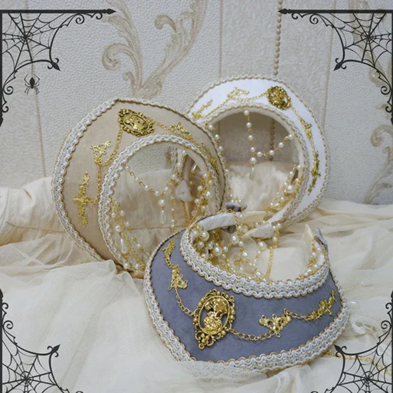 القرون الوسطى الملكي تيودور تاج لوليتا القوطية KC عقال للرأس على شكل تاج اليدوية عصر النهضة رائع سلسلة من الخرز الشعر مجوهرات تأثيري قبعة