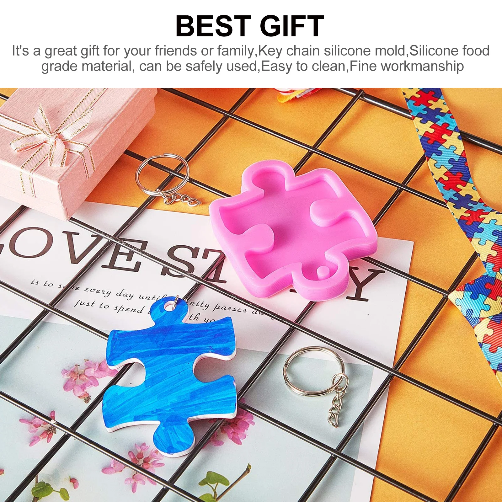 

2Pcs Silicone Key Chain Cake Mold Creative Baking Mould Non-Stick Food Grade Easy Release Baking DIY Mold Oven Microwave Fridge