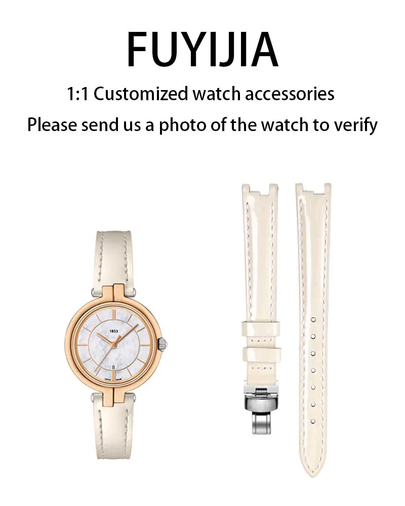 

FUYIJIA Custom T-GOLD T094, оригинальные ремешки для часов 12*10 мм, вогнутый интерфейс, ремешок из воловьей кожи, пряжка-бабочка, водонепроницаемый кожаный ремень