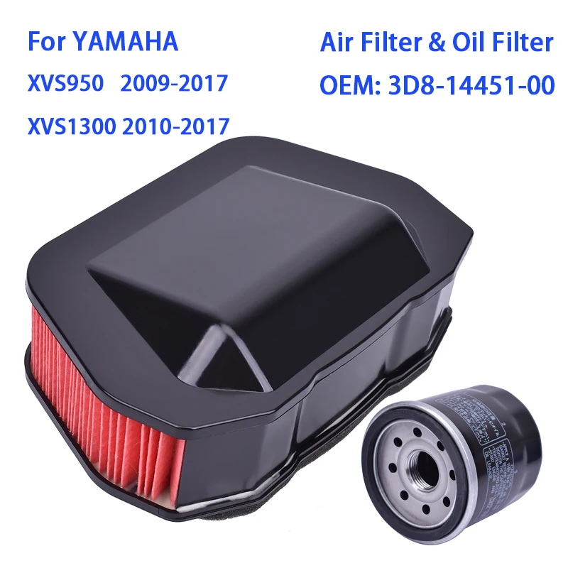 Motorcycle Air Filter & Oil Filter For YAMAHA XVS950 C/CT V-Star 2009-2017 XVS1300 A/C/CT 2010-2017 Midnight Star XVS 950/1300