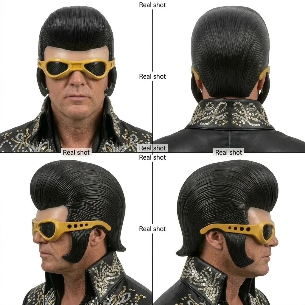 Elvis-Inspired Latex Half Face Mask - Vintage Rock N Roll Costume Accessory For Halloween Costume Parties Cosplay image 4