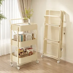 Folding Storage Trolley Movable Vegetables Storages Cart Storage Kitchen Household Trolley Multi-layer Mobile Fruits Snacks Rack