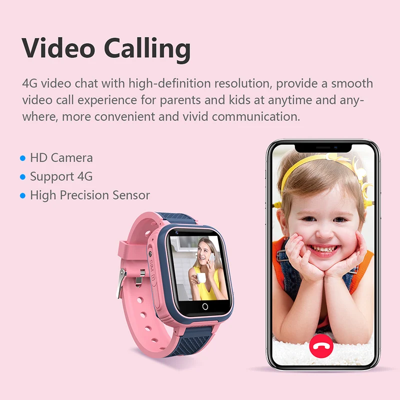 4G Kids Smart Watch Video Call GPS WiFi Positioning SOS Waterproof Camera Remote Location Tracker Watch Gift for Children 1+8GB view 4
