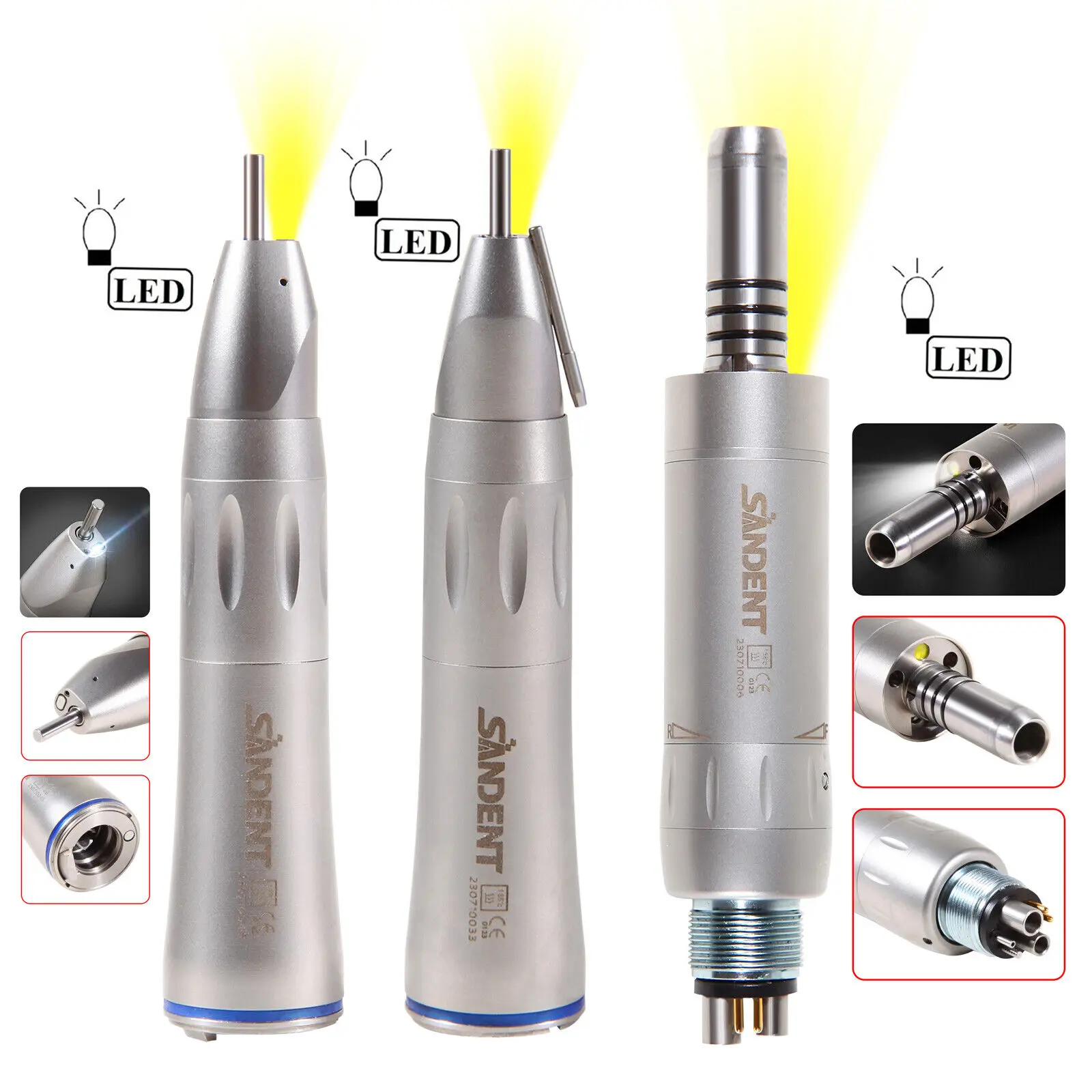 

Dental 1:1 LED Optic Fiber surgical Inner/External spray Straight Nosecone Air Motor 6Hole Low Speed Handpiece Fit Nsk Kavo