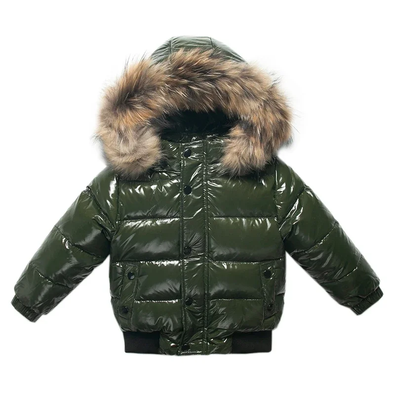 -20C°  Children's down jacket boys thick winter windproof waterproof warm white down down girls coat free wash image 5