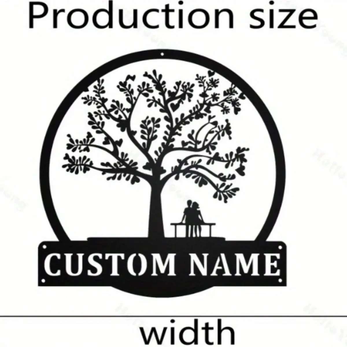 علامة معدنية لشجرة الحب والحياة رائجة البيع - صورة ظلية لقبية قابلة للتخصيص، مثالية لحديقة المطبخ المنزلية في الهواء الطلق