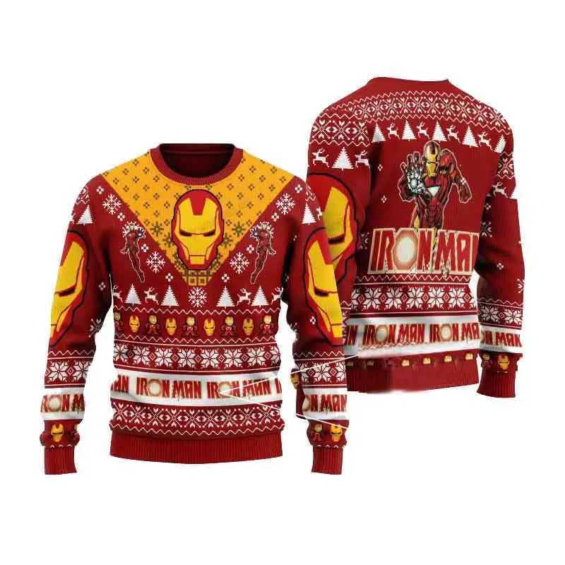

Winter New Marvel Christmas Ugly Sweater Iron Man Series Creative Fashion Personalized Holiday Wear Men's Hooded Sweater