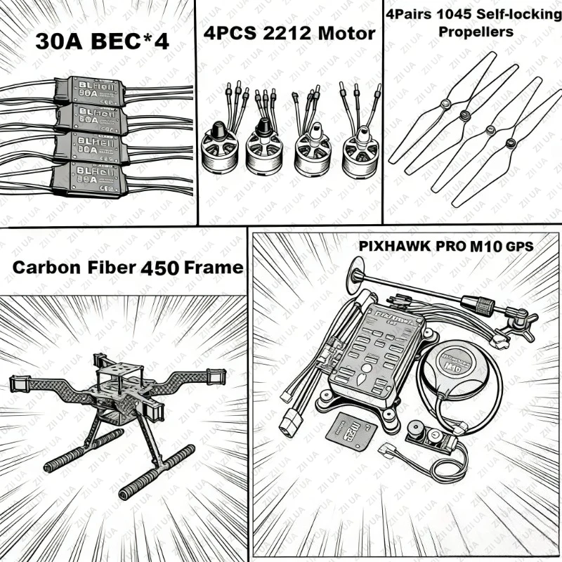 PIXHAWK PX4 2.4.8 Ardupilot Flight Control M8N Open Smart Drone Frame FLY450 PRO Pix APM Quadrotor Upturned Rack FPV
