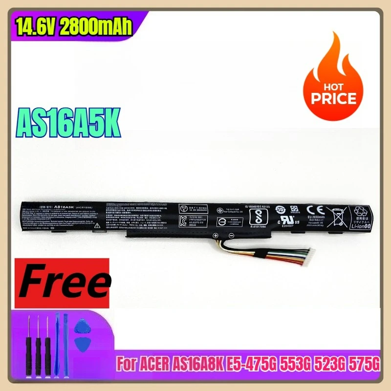 

Аккумуляторы для ноутбуков AS16A5K 14,6 В, 2800 мАч для ACER AS16A8K E5-475G 553G 523G 575G