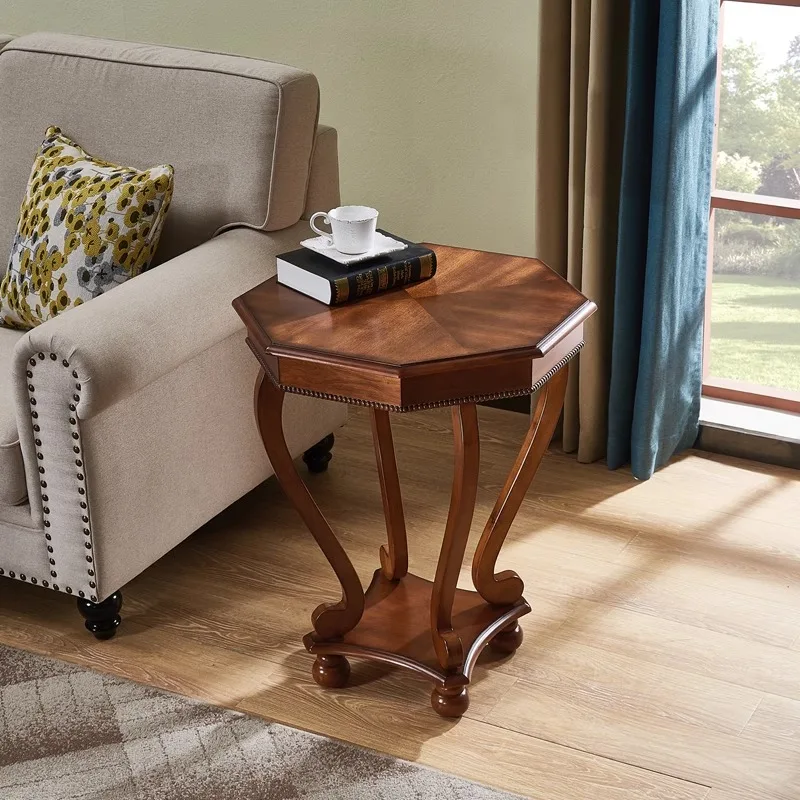 Couch side few American living room corner few all solid wood octagonal small coffee table bedside table balcony casual phone ta