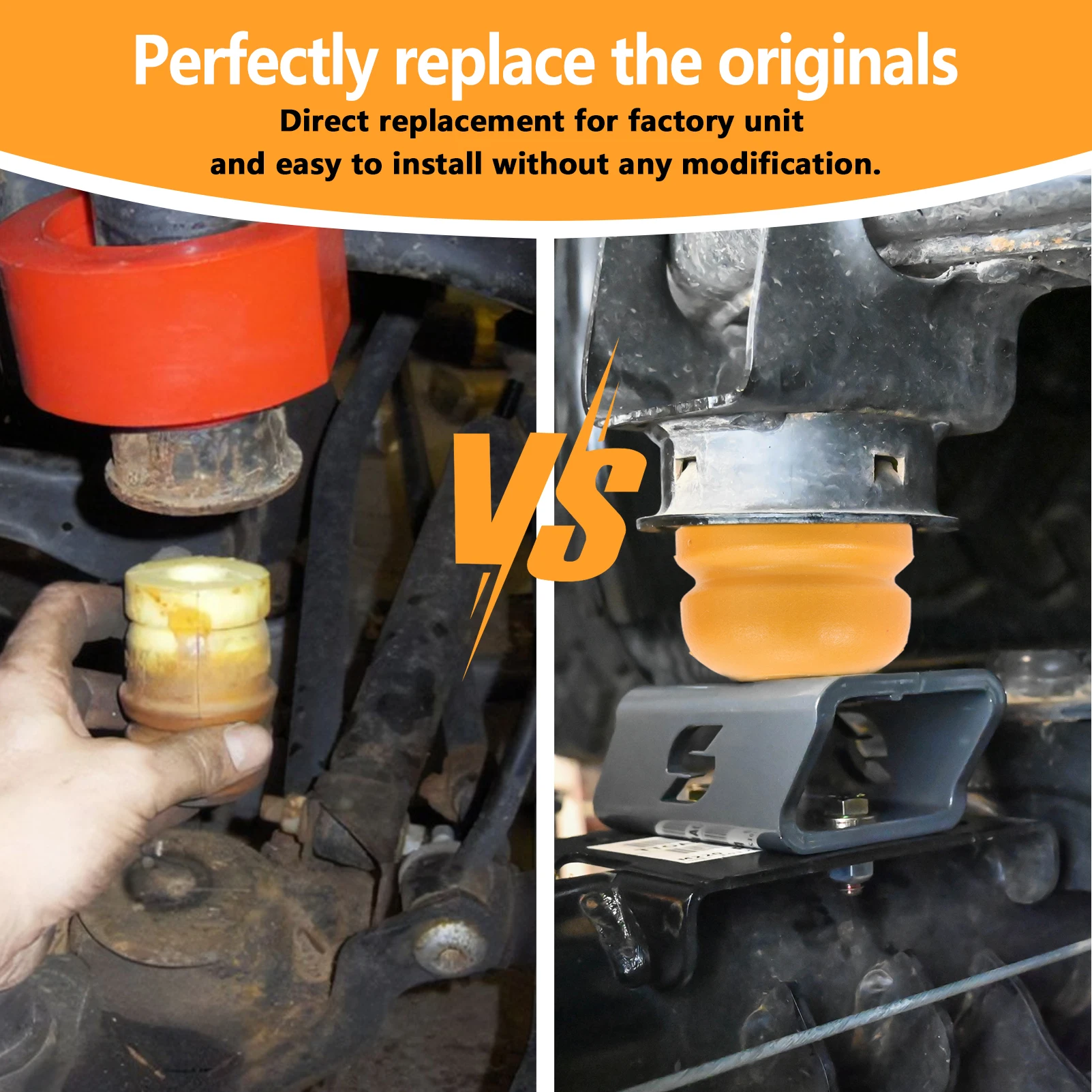 ジープラングラーjk jku 2007-2018用のフロントおよびリアバンパーストップ,ジャウンスアクスルバンパー,52060423ab,52060428ab,4個