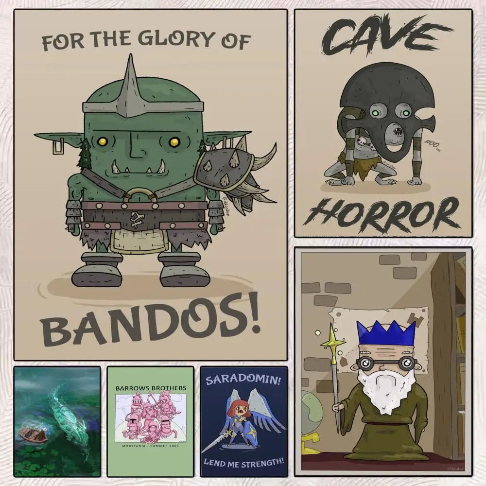 

R-Runescape Gaming Art Poster Home Living Bed Room Bar Hallway Sticky Wall Art Printing Waterproof Aesthetic Decor