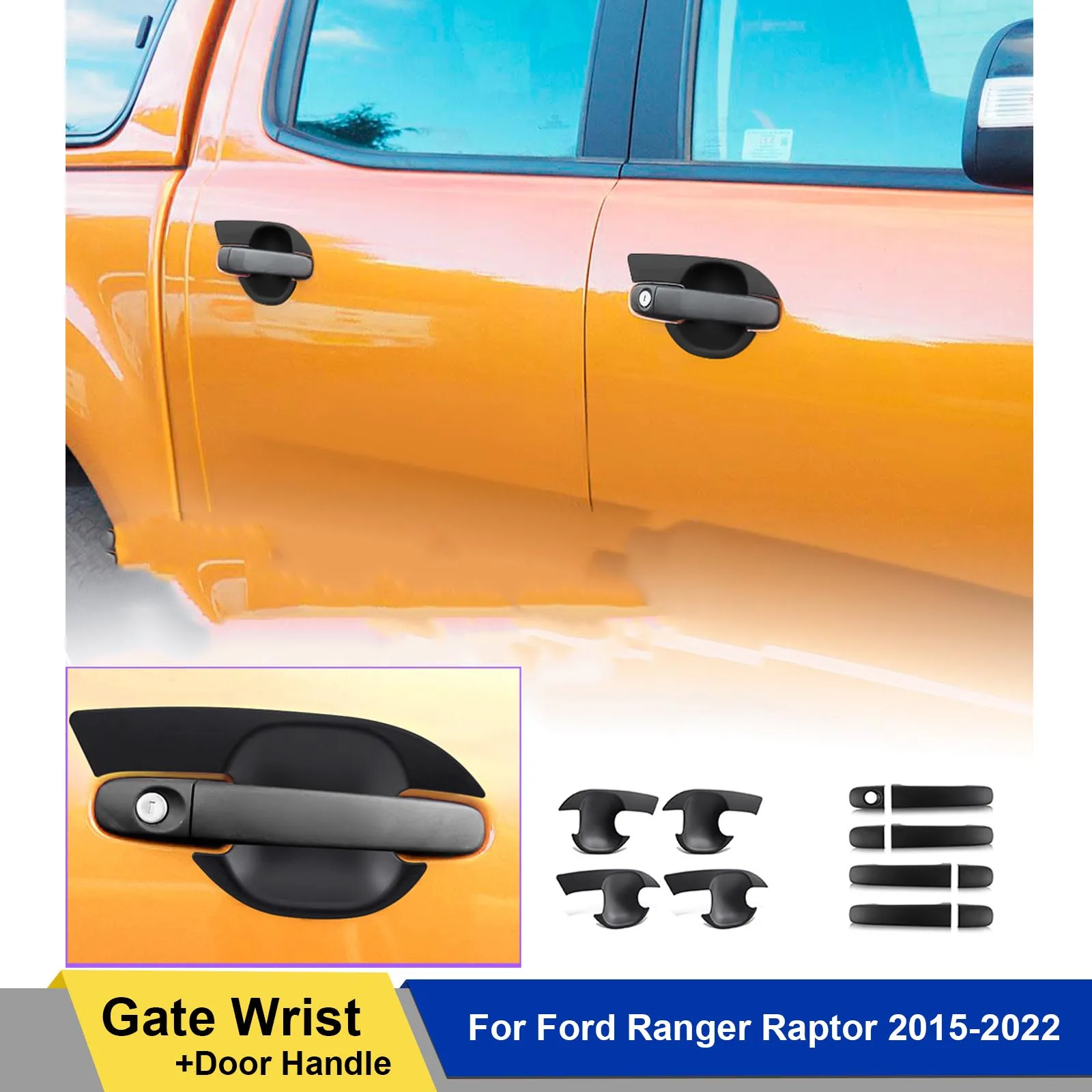 

ABS Matte Black Door Insert Handle Bowl Cover for Ford Ranger Raptor 2015 -2022 Door Handle Cover Door Handle Bowl Insert Cup