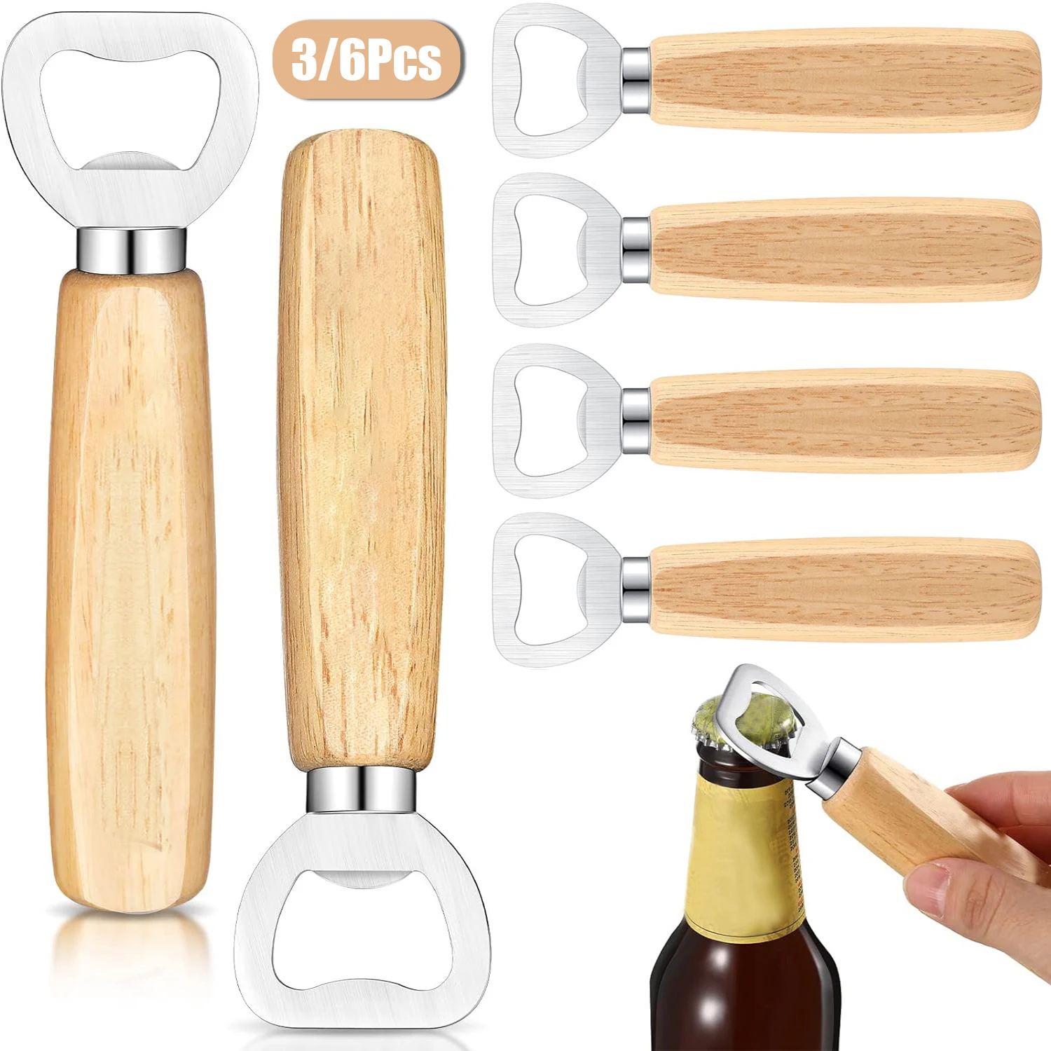 

Wood Handheld Wine Bottle Opener Stainless Steel Bottle Opener Bartender Bottle Openers Engraved Gift for Kitchen Wedding Party