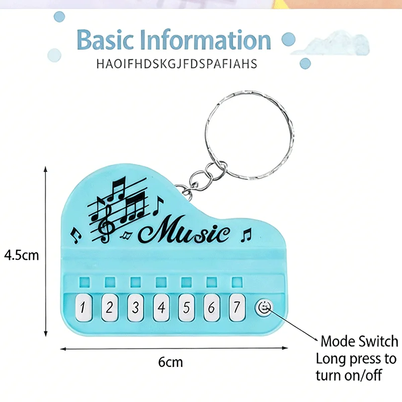 Creative Mini Electronic Piano Game Keychain Pendant 7 Keys Luminous Music Toy Keyring for Kids Backpack Pendant Pocket Gifts view 6