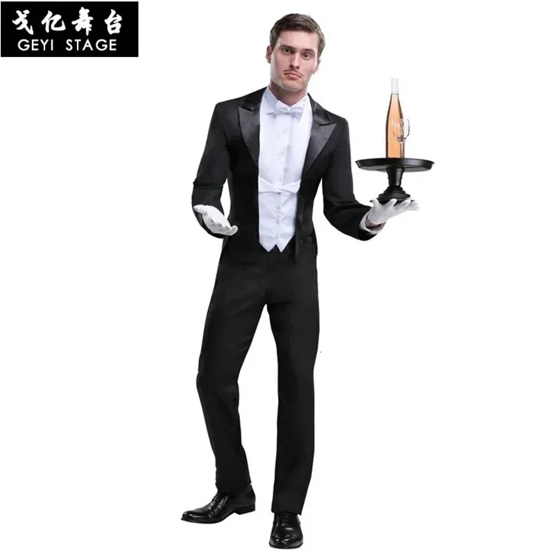 

Hotel male waiter chef double summer jackets breasted waiter restaurant restaurant restaurant uniform bakery coffee cosplay suit