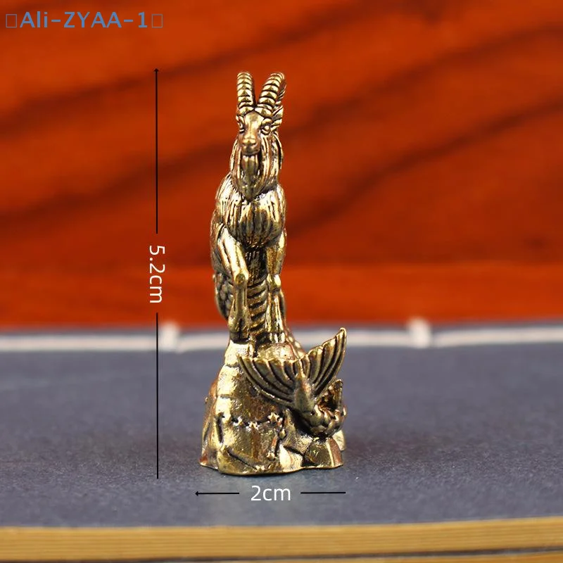 【ZYAA-1】1 Stück Steinbock-Statue aus Messing, Ziegengerüst, Fischschwanz, Sternzeichen-Figur für Heim- und Bürodekoration, Glücksornament
