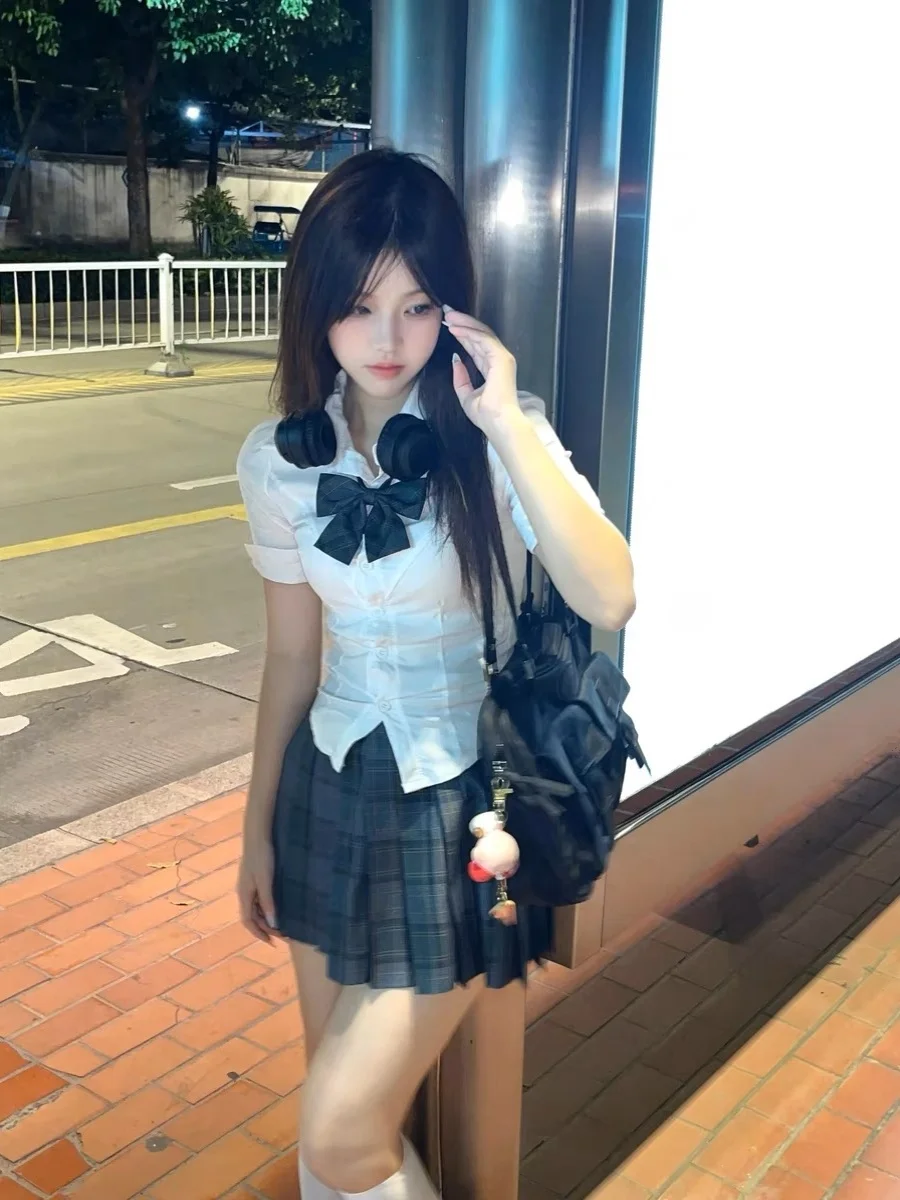 

Spicy Sister Salt Series Sweet Cool для похудения Школьный комплект orm irt и юбка Комплект из двух предметов Faionable Jk orm irt