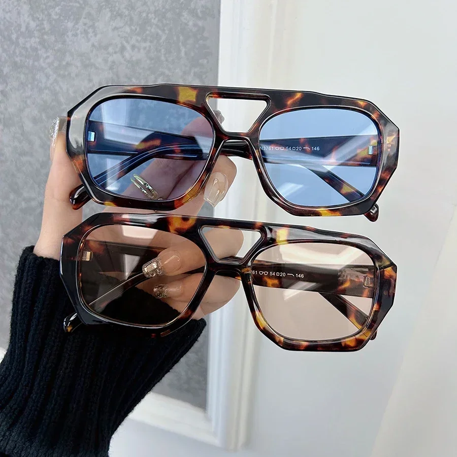 2 Pcs Cool Square Designer Sunglasses Women Men Leopard Frame Beautiful Sun Glasses Female Male Brand Fashion Oculos