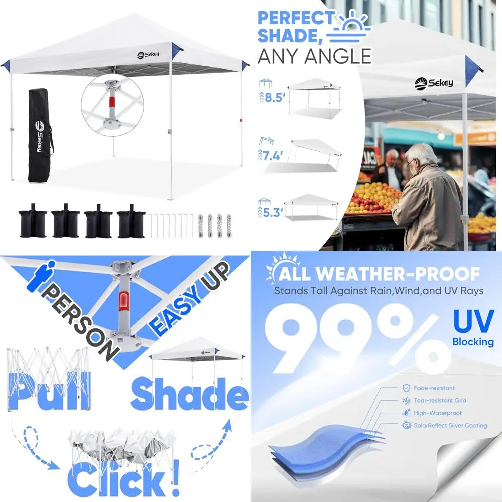 

Instant 10x10 Pop-Up Canopy with One-Push Setup, UV Block, Outdoor Sun Shelter for Camping, Parties, Events