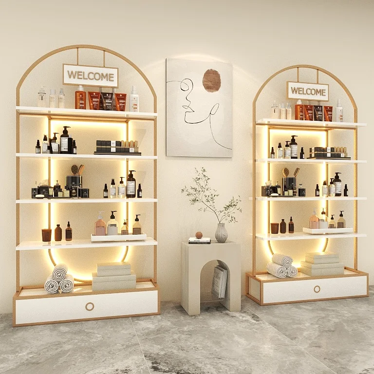 Beauty Salon Display Cabinet Makeup Skin Care Products Nail Cabinet Cosmetics Locker Barber Shop Shelf Display Cabinet with