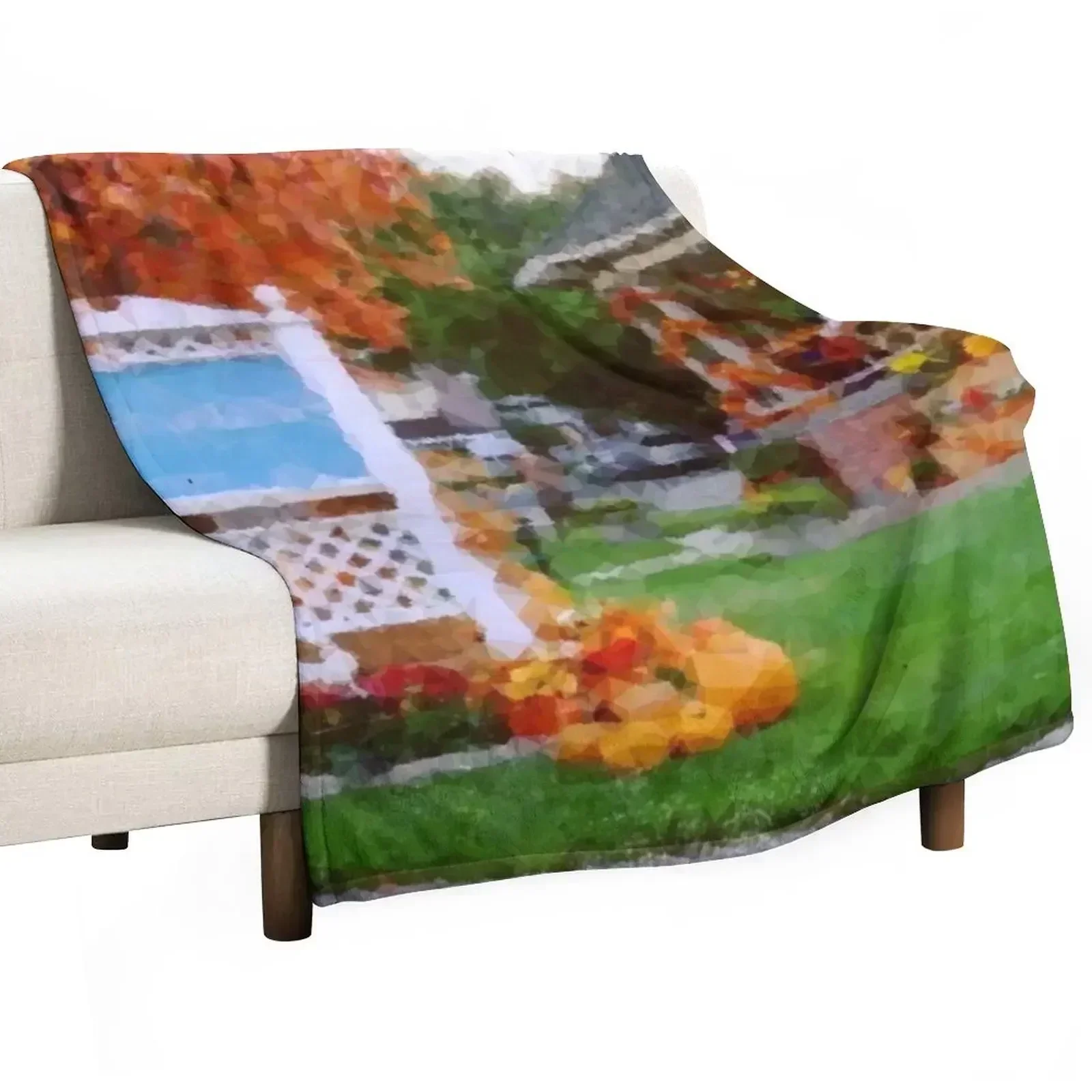 

Gazebo - Town Square - Autumn Throw Blanket anime valentine gift ideas Custom Blankets