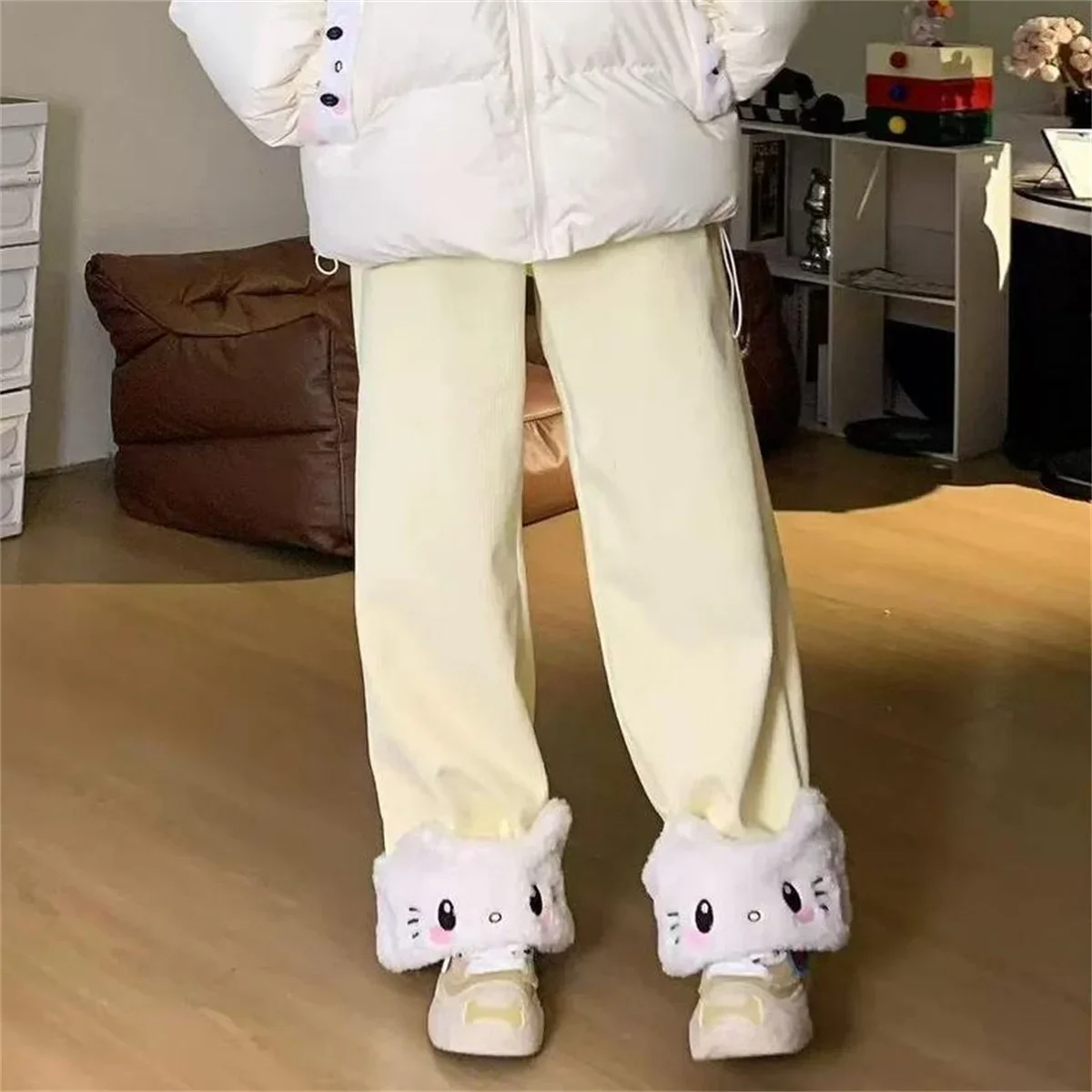 Y2K Sweet Pants Women Cartoon Cat Pattern Casual Japanese Kawaii Full Length Trousers Aesthetic Subculture Autumn Sweat Pants