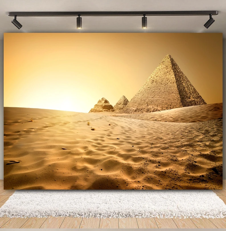 Egyptian Pyramids Photography Backdrop Ancient Egypt Architecture Ruins Desert Camel Dunes Sunset Background Decor Photo Studio