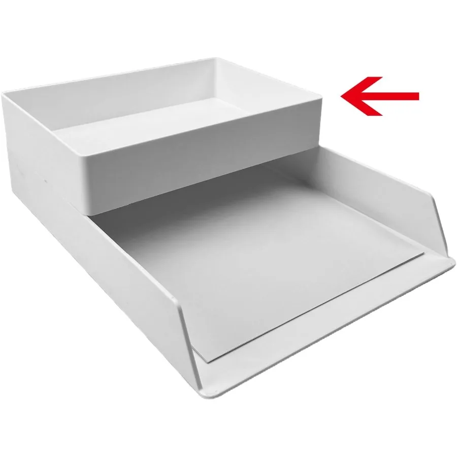 منظم مكتب بلاستيكي مستطيل مع صواني تخزين وصينية ملحقات للمكتب أو مساحة العمل المنزلية مثالية لإدارة الأوراق #3