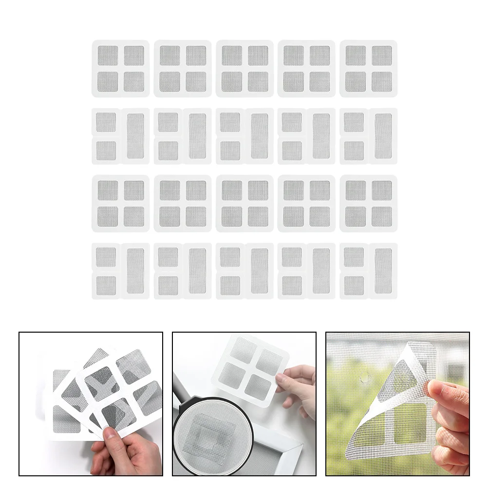 

20pcs Repair Kit Fiberglass Mesh Patch Adhesive Tape for Window Door Tent Metal Surface Light Window Screen Replacement Grey