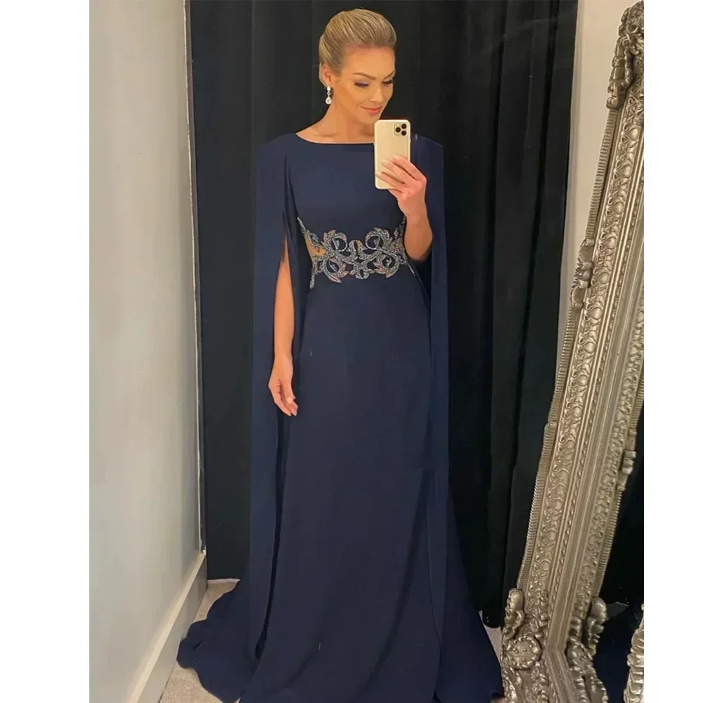 Customized 2024 Modest Sleeve Floor Length Mother Of The Bride Dresses For Wedding Sparkly Rhinestones Prom Elegant Long Evening