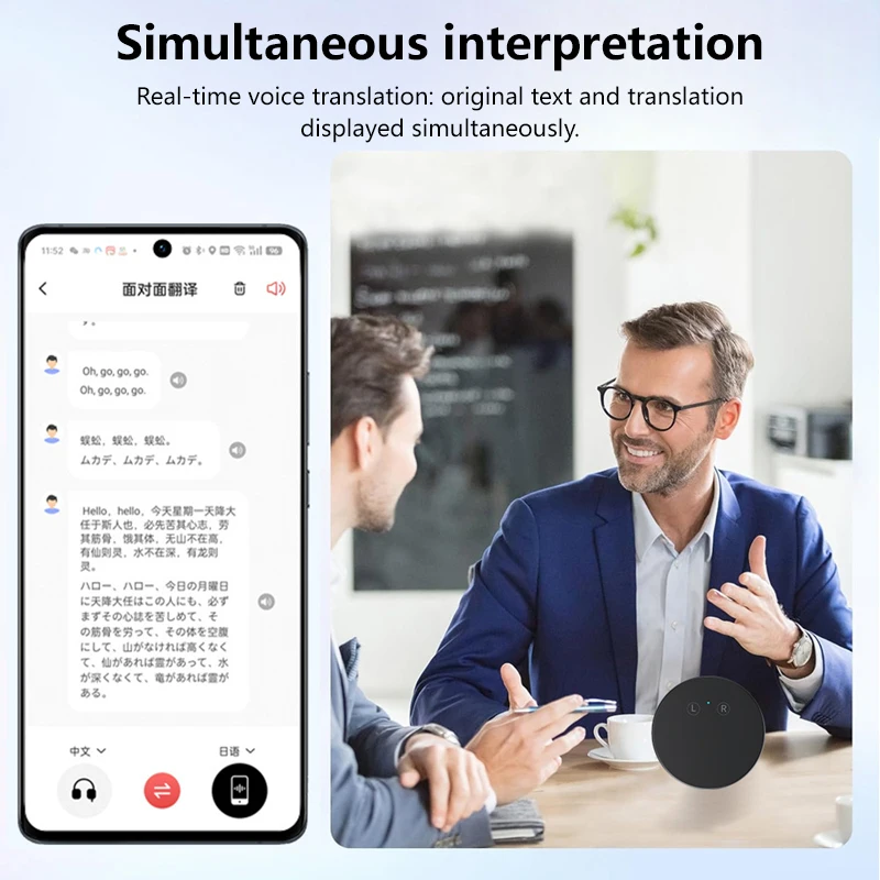 AI Translator With Multiple Languages Compact And Portable Simultaneous Interpretation Real-Time Voice Translator Universal