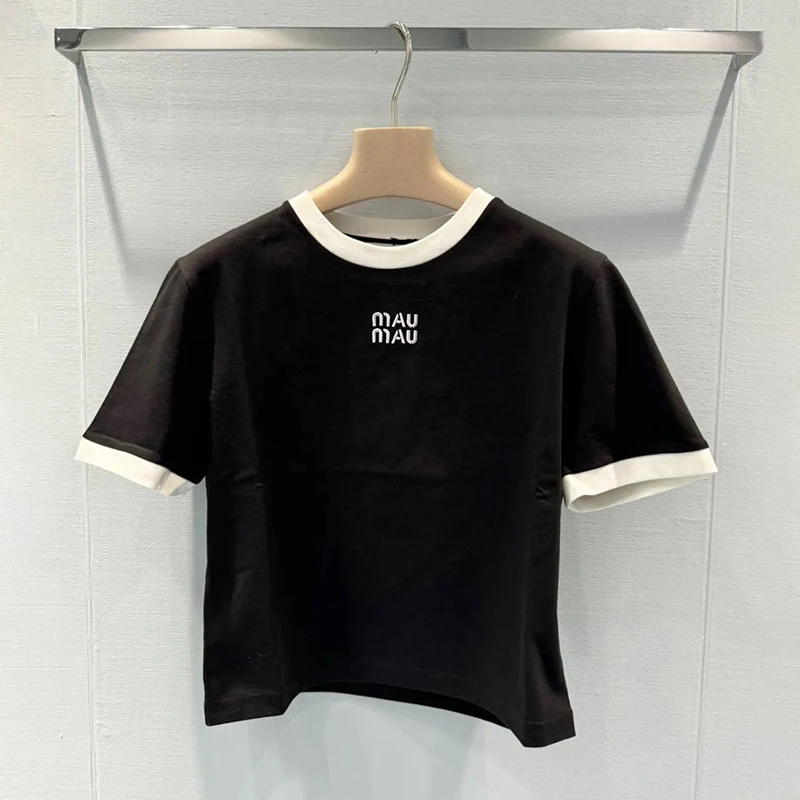 

Высококачественная женская футболка с вышивкой буквами, круглая футболка Ne ort Sve, повседневный топ, летняя свободная футболка универсального кроя...