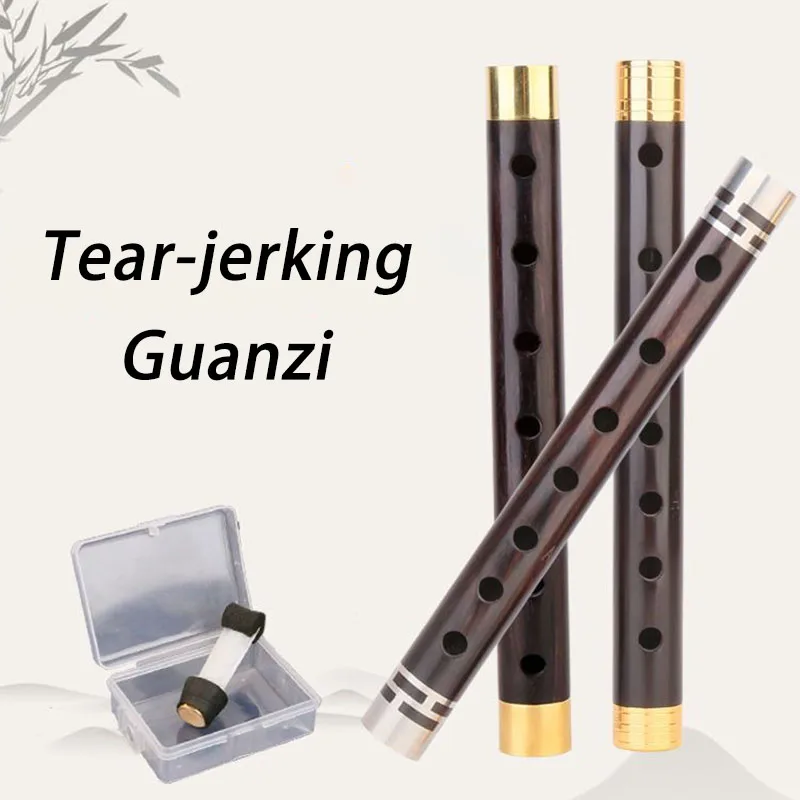 handmade-ebony-guanzi-chinese-folk-tradition-pipe-flute-professional-beginner-performance-guanzi-tear-jerking-g-f-key-tube-flute