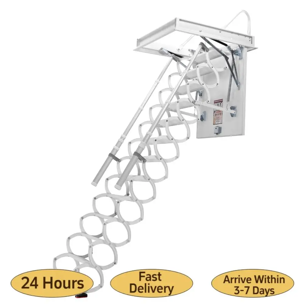 

12-ступенчатая складная лестница-стремянка с поручнями, невидимая телескопическая лестница, грузоподъемность 660 фунтов, регулируемая по высоте, для дома, двухуровневых вилл