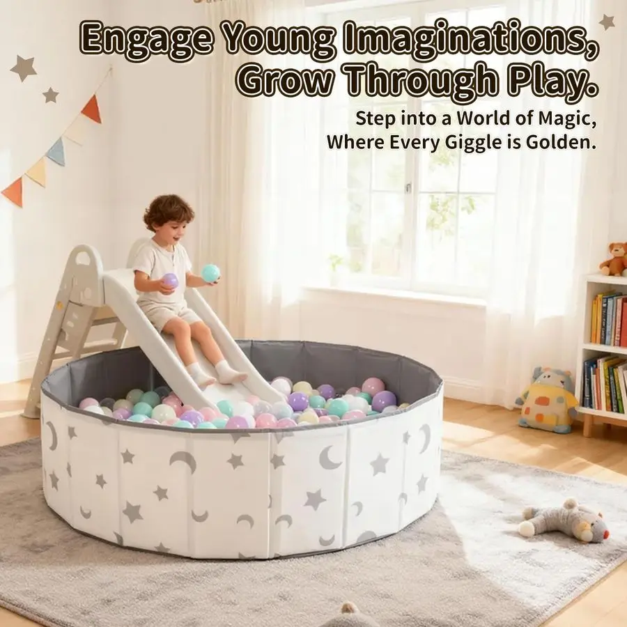 Kids Ball Pit, Foldable amp Portable amp Reusable Balls Pool for Toddlers,Playpen Fence for Baby, Play Pool for Dog, Indoor amp