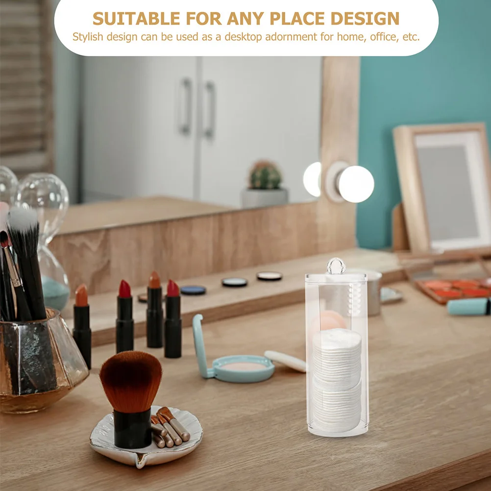 

2Pcs Makeup Cotton Storage Boxes Round Transparent Cotton Pad Holder Organizer Case for Bathroom Vanity