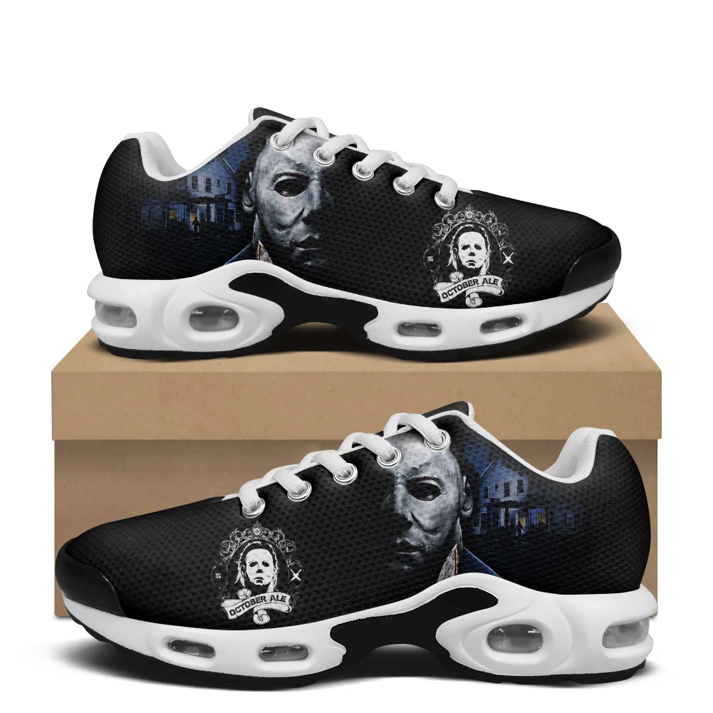 

Horror Halloween Air Cushion Sports Michael Myers Sneakers Custom Mens Womens Teenager Children High Quality Custom Mesh Sneaker