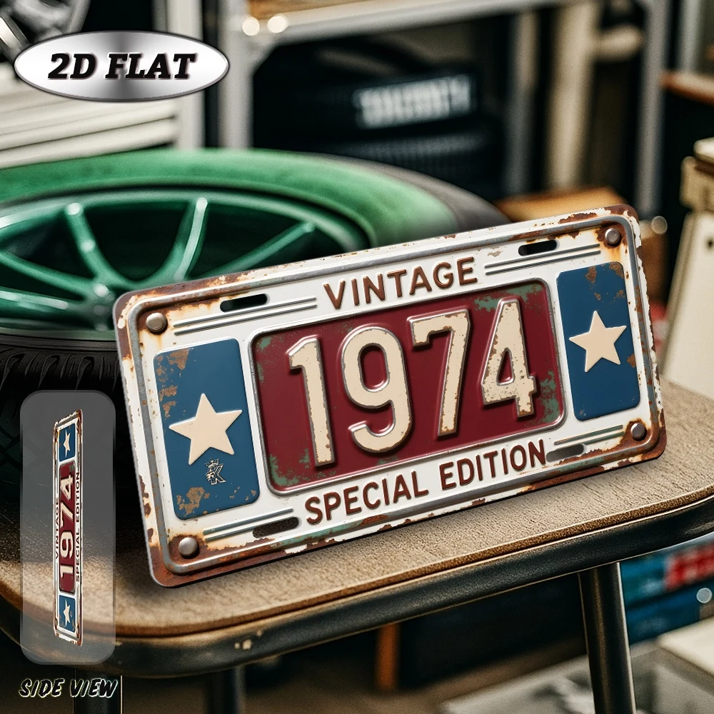 2D Flat, [2D Flat] 1pc 1974 Vintage Special Edition Metal Sign - 1974 Birth Year Wall Plaque, Retro Aluminum Outdoor/ Decoration