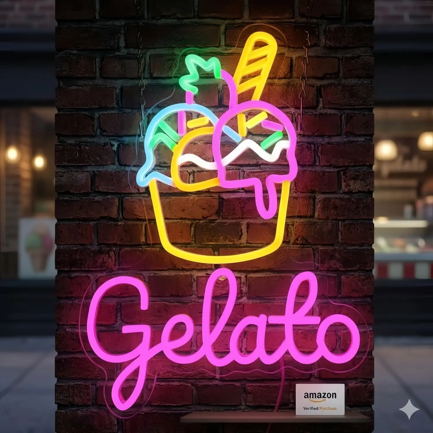 Gelato Ice Cream LED Neon Sign USB Neon Light for Dessert Shop Cafe Snack Bar Opening Party Food Store Business Wall Decor Gift