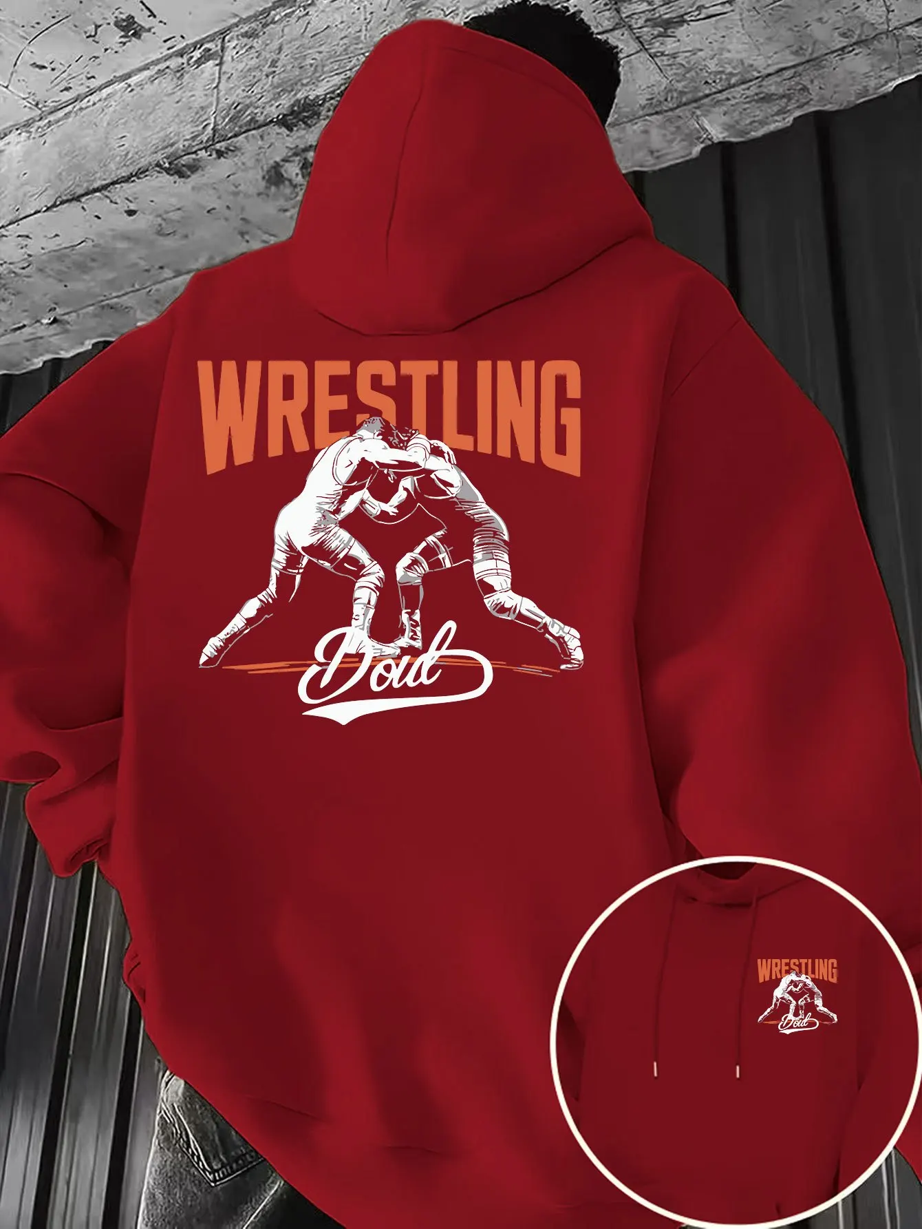 Fashionable trend wrestling sport pattern hooded sweatshirt for autumn-winter outdoor casual relaxed sports pullover shirt