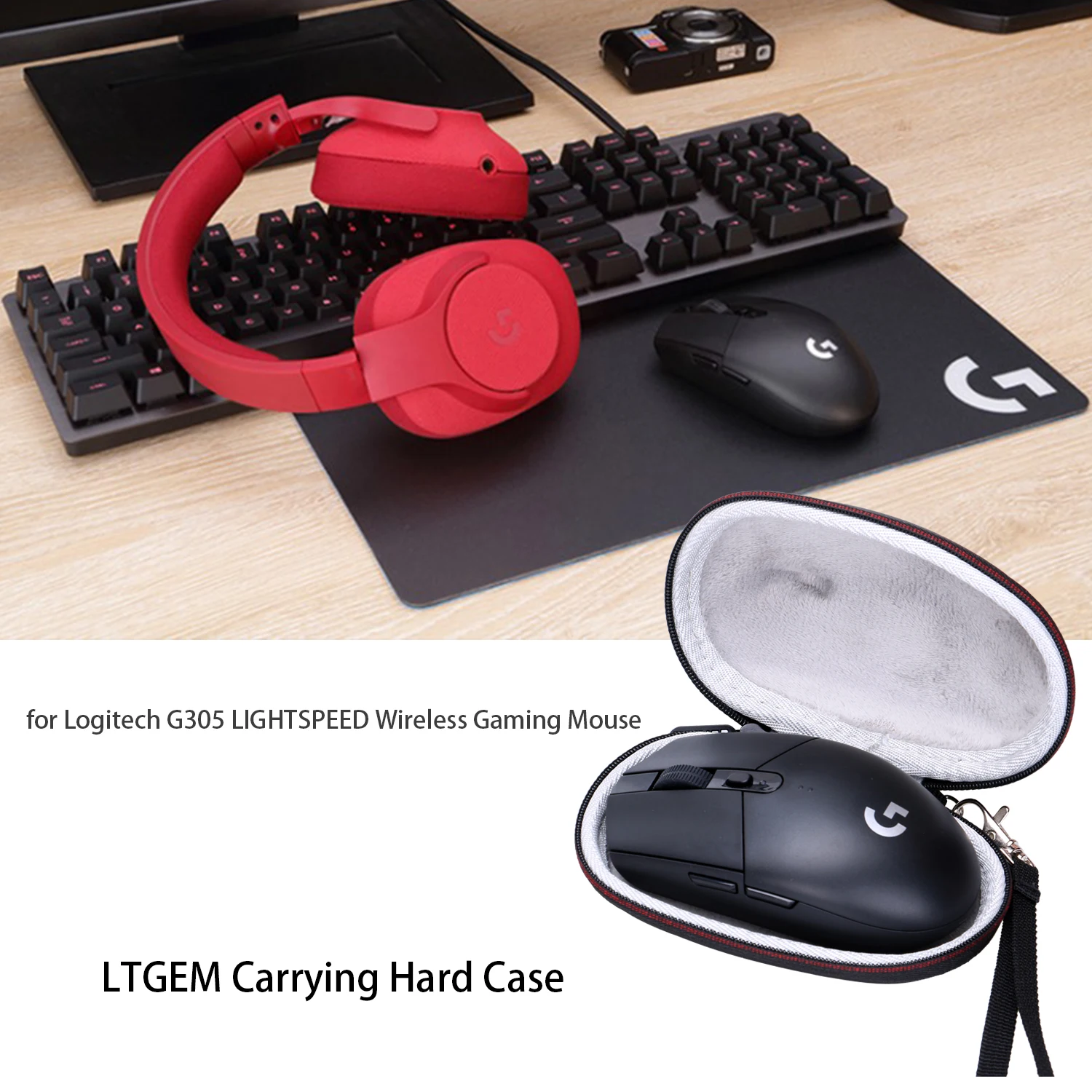 LTGEM-funda de viaje rígida EVA para Logitech G305 Lightspeed, ratón inalámbrico para juegos, almacenamiento portátil