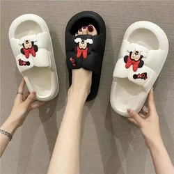 Cute cartoon animal Mickey bow women's slippers thick bottom soft couple indoor bathroom women's Minnie 2024 summer sandals