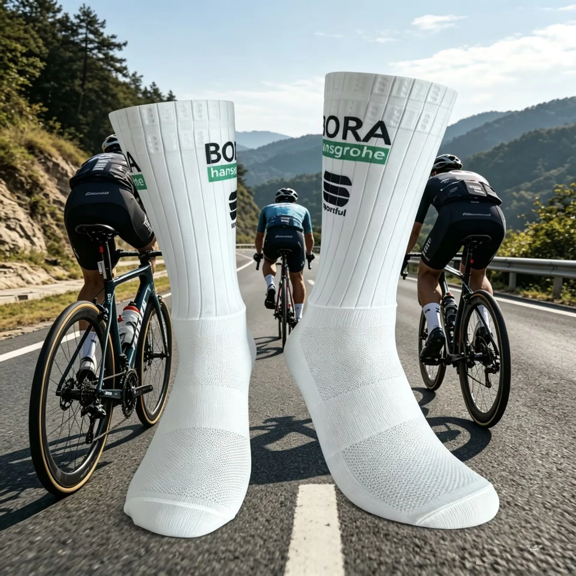 Pro Racing Aero compression Anti Slip Silicone Cycling Socks summer Men women black Bicycle Sport Running Bike Socks Calcetines
