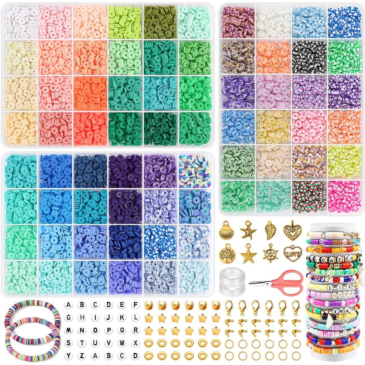 7200-Piece Polymer Clay Bead Bracelet Making Kit experience the fun of making your own bracelet