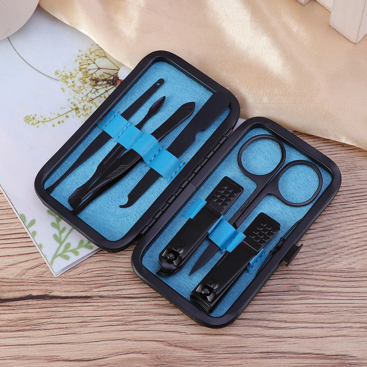 7Pcs Maniküre Pediküre Kit Nagel Pflege Set Carbon Stahl Nagel Pflege Werkzeuge Mehrzweck Langlebig Reise Fall Hand Fuß Pflege