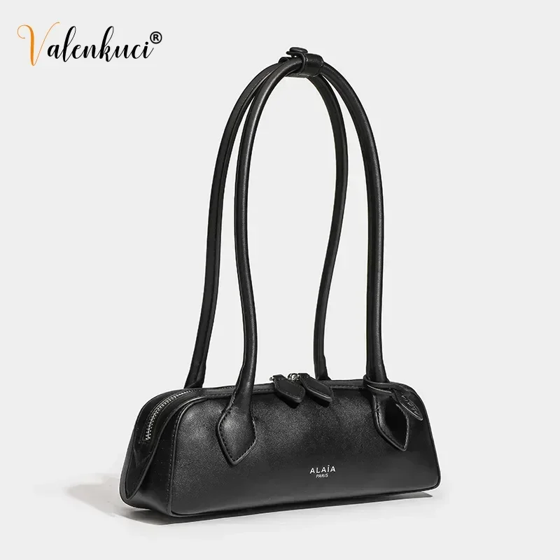 Fashion Women Leather French Sausage Bag Vintage Underarm Bag Women's High-end Feel Leather Women's Handbag Single Shoulder