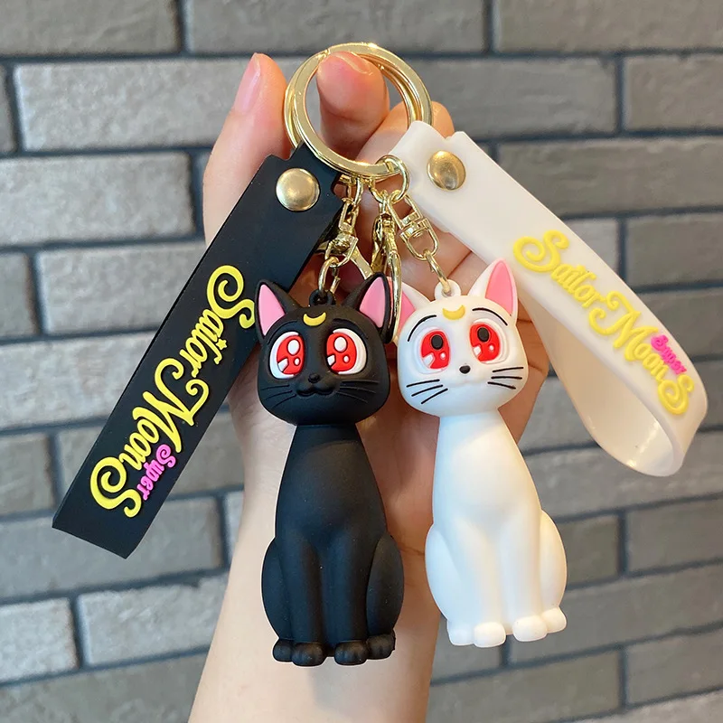 Anime Sailor Moon Keychian Women Cute Artemis Luna Cat Figure