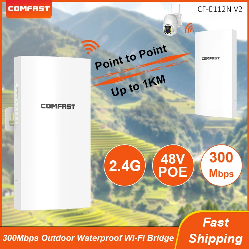 

Comfast 2,4 ГГц 300 Мбит/с беспроводной уличный CPE 1 км WIFI мост 48 В POE Wi-Fi удлинитель сигнала точка доступа повторитель/усилитель-маршрутизатор