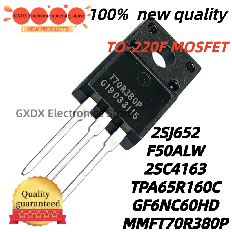 5Uds STGF6NC60HD GF6NC60HD F50ALW T70R380P MMFT70R380P  2SJ652 J652 2SC4163 C4163 TPA65R160C 65R160C TO-220F MOSFET, In Stock